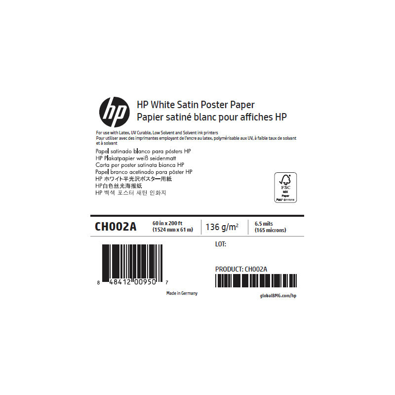 Papier Satin HP - 1,524 x 61 m - 135g