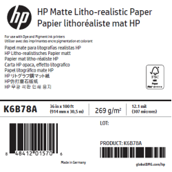 Papier Mat Litho-Réaliste HP - 0,914 x 30,50 m - 270g