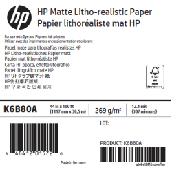 Papier Mat Litho-Réaliste HP - 1,118 x 30,50 m - 270g