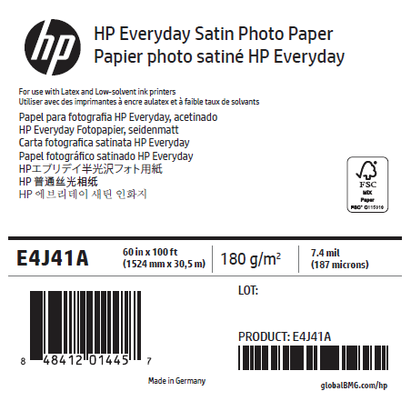 Papier Photo Satin HP - 1,524 x 30,50 m - 180g Papier Photo Satin HP - 1,524 x 30,50 m - 180g