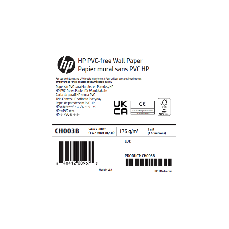 Papier Peint HP - 1,372 x 30,50 m - 175g