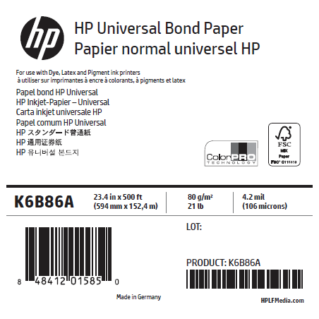 Papier Universel HP PageWide - 0,594 x 152,4 m - 80g Papier Universel HP PageWide - 0,594 x 152,4 m - 80g