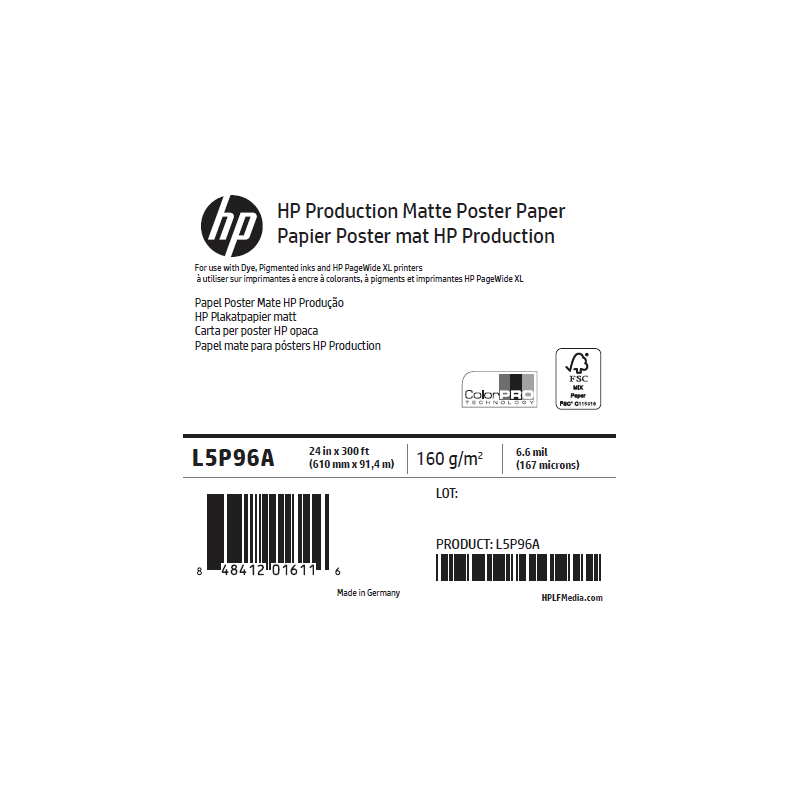 Papier Poster Mat HP - 0,610 x 91,4 m - 160g