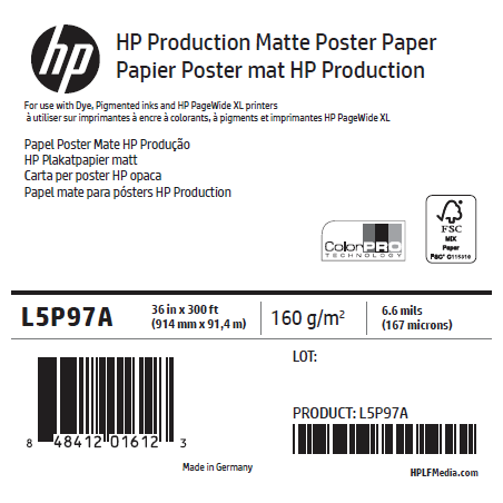 Papier Poster Mat HP - 0,914 x 91,4 m - 160g Papier Poster Mat HP - 0,914 x 91,4 m - 160g