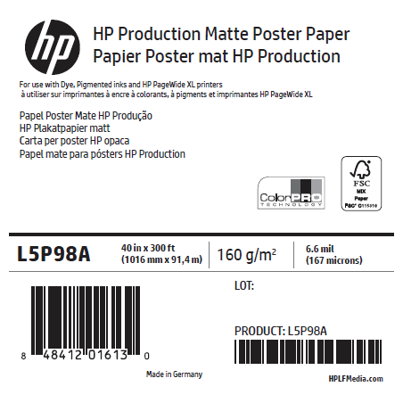 Papier Poster Mat HP - 1,016 x 91,4 m - 160g Papier Poster Mat HP - 1,016 x 91,4 m - 160g