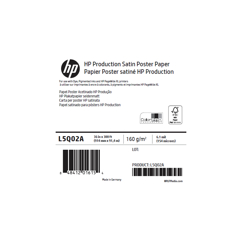 Papier Poster Satin HP - 0,914 x 91,4 m - 160g