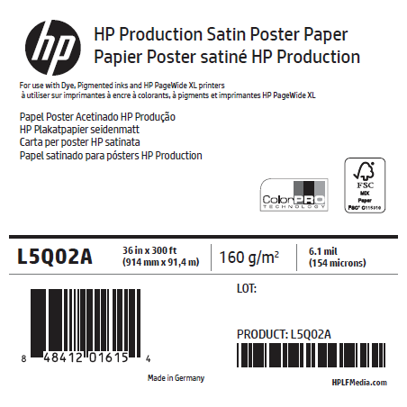 Papier Poster Satin HP - 0,914 x 91,4 m - 160g Papier Poster Satin HP - 0,914 x 91,4 m - 160g
