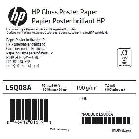 Papier Poster Brillant HP - 1,016 x 61 m - 190g Papier Poster Brillant HP - 1,016 x 61 m - 190g