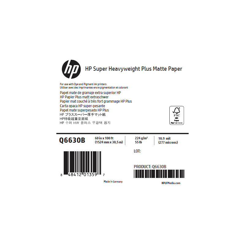 Papier Mat Fort Grammage HP - 1,524 x 30,50 m - 210g