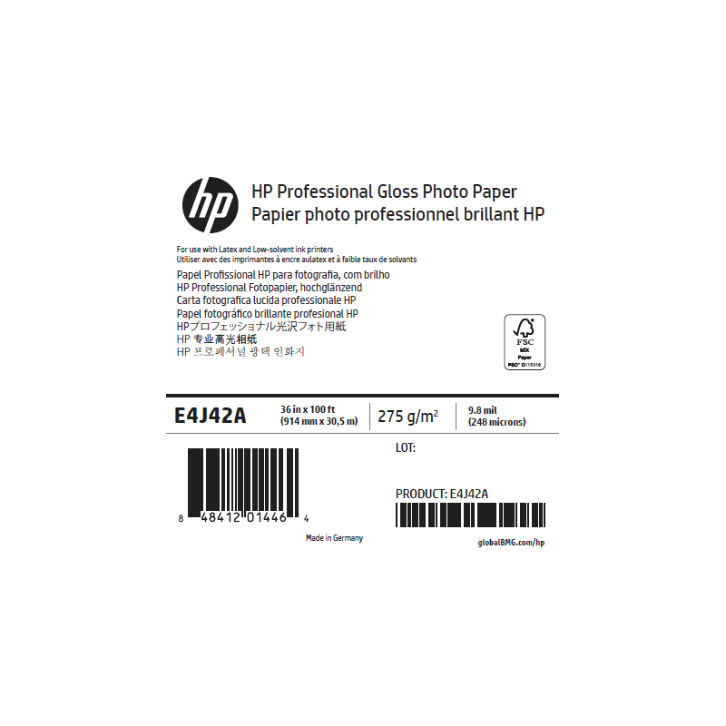 Papier Photo Brillant HP - 0,914 x 30,50 m - 275g