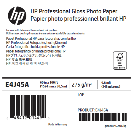 Papier Photo Brillant HP - 1,524 x 30,50 m - 275g Papier Photo Brillant HP - 1,524 x 30,50 m - 275g
