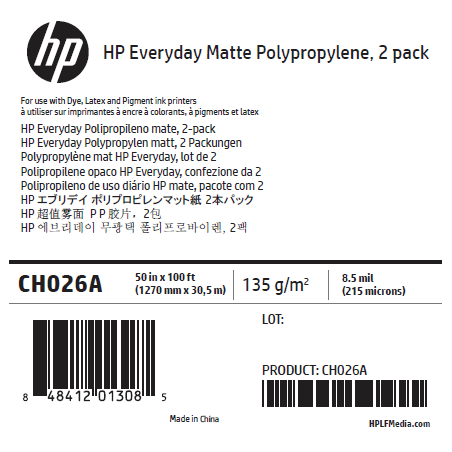 Polypropylène Mat HP - 1,270 x 30,50 m - 120g Polypropylène Mat HP - 1,270 x 30,50 m - 120g