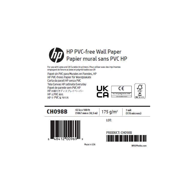 Papier Peint HP - 1,067 x 30,50 m - 175g
