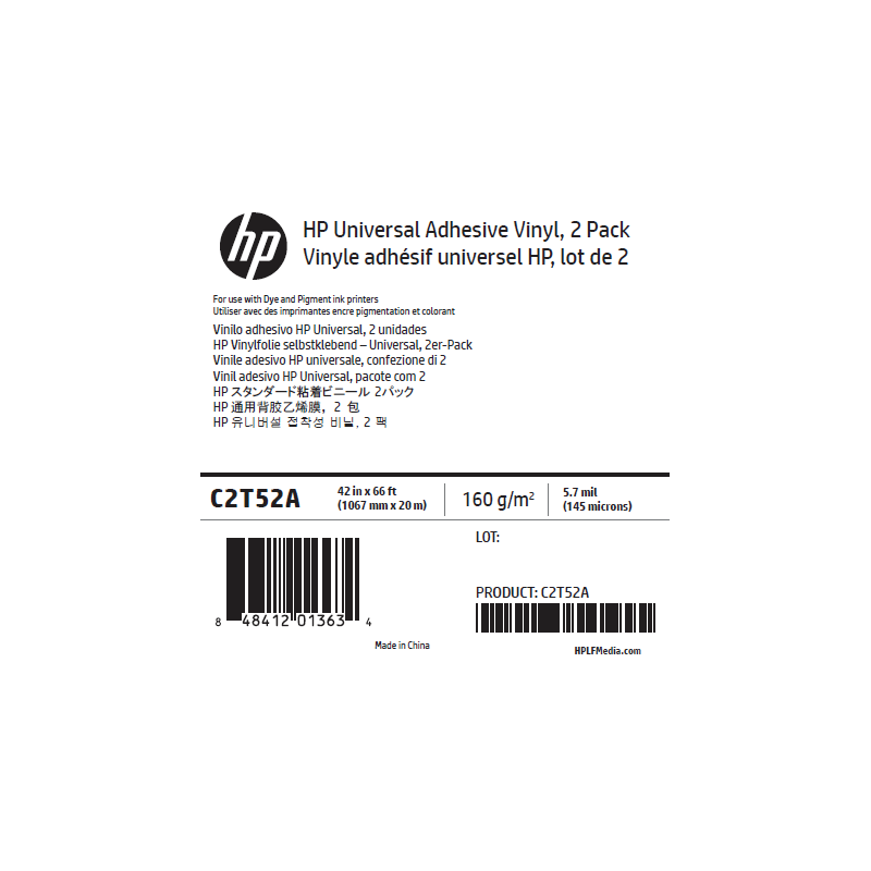 Vinyle Adhésif Universel HP - 1067 mm x 20 m - 160g - C2T52A